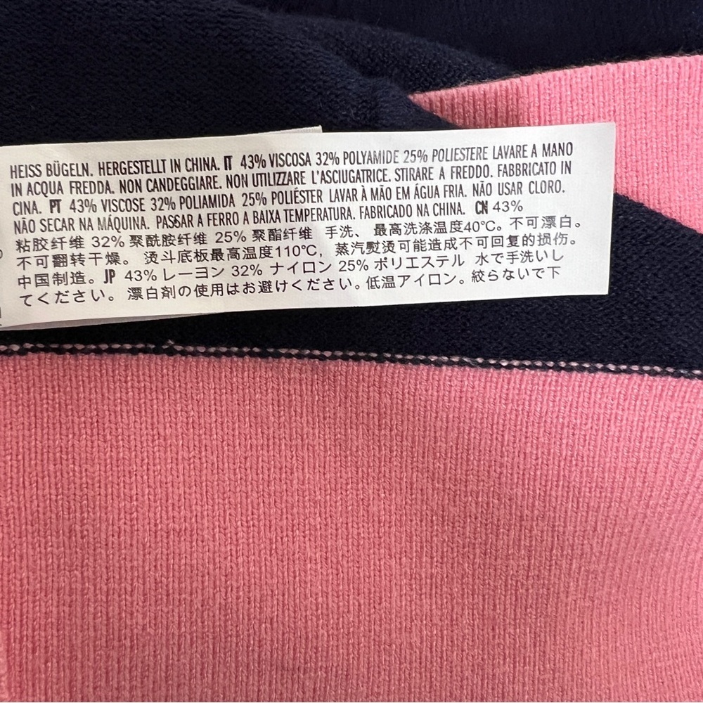 English Factory Contrast V-Neck Colorblock Cardigan Navy Pink Women’s Size M - Picture 7 of 8